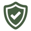 Shield with a checkmark icon.