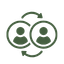 Image of two people connected icon.